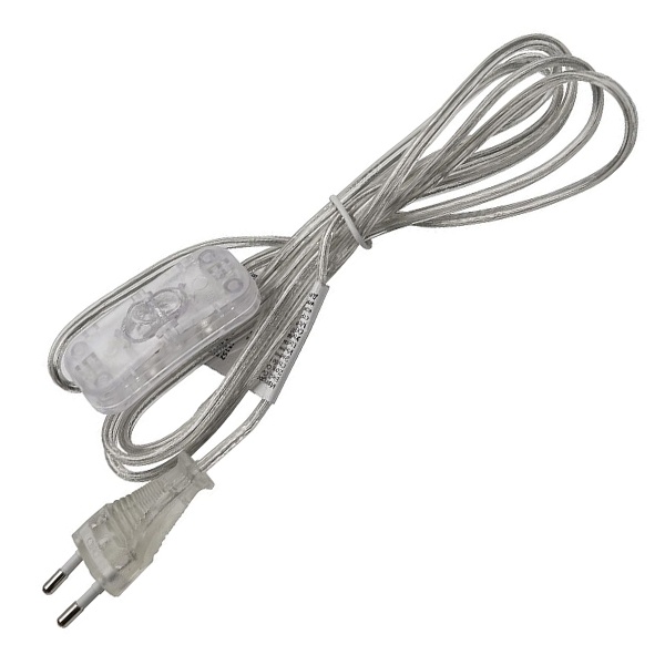 Сетевой шнур с выключателем прозрачный, 230V 2м, DM107