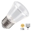 Лампа светодиодная колокольчик прозрачный Feron LB-372 1W 230V E27 2700K теплый белый