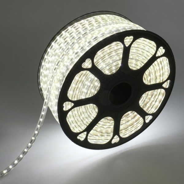 Лента светодиодная LED SMD 2835 60LED/м, белая, 220В IP67 10x7мм 100м