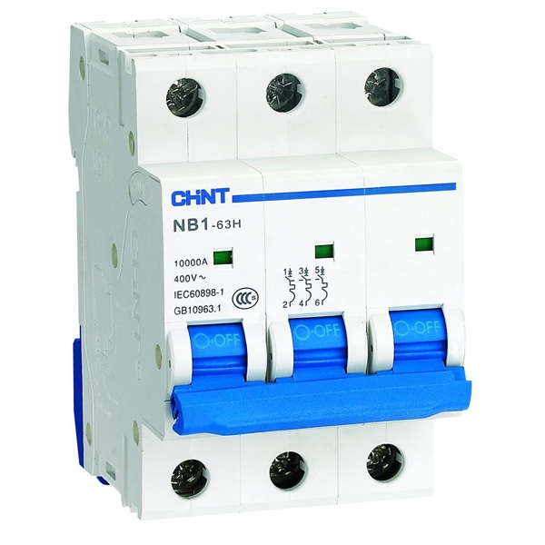 Автоматический выключатель NB1-63H 3P 10A 10кА х-ка D (R) CHINT (автомат электрический)