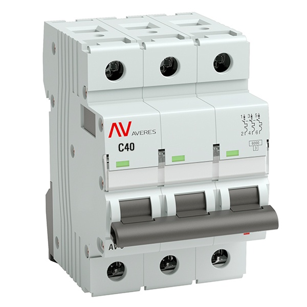 Автоматический выключатель 3P 40А (C) 6кА AV-6 EKF AVERES (автомат электрический)
