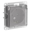 Розетка SE AtlasDesign 2P+E шторки с прозрачной крышкой 16А IP44 Aqua, алюминий
