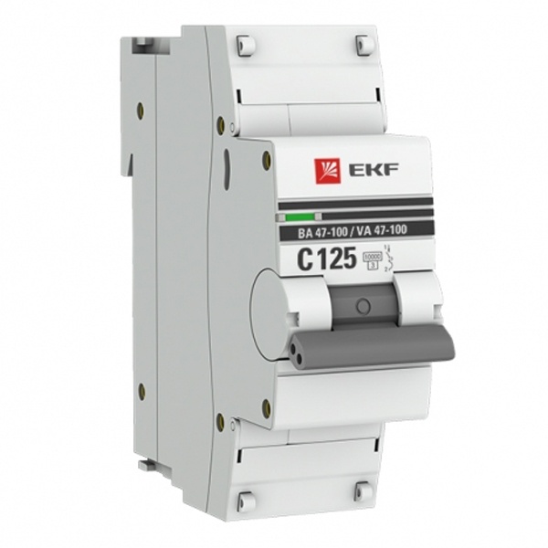 Автоматический выключатель 1P 125А (C) 10kA ВА 47-100 EKF PROxima (автомат электрический)
