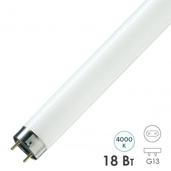 Люминесцентная линейная лампа ЛТ T8 18W/640 4000K G13 590mm Формула Света