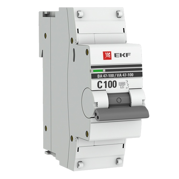 Автоматический выключатель 1P 100А (C) 10kA ВА 47-100 EKF PROxima (автомат электрический)