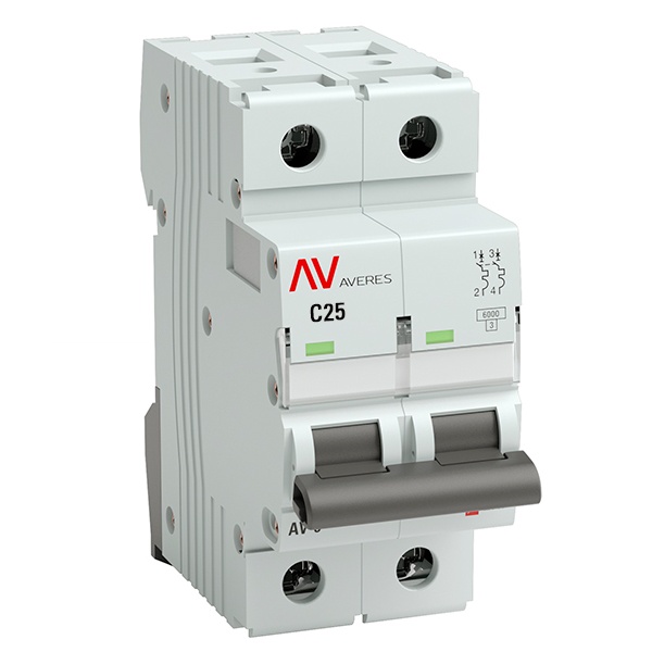 Автоматический выключатель 2P 25А (C) 6кА AV-6 EKF AVERES (автомат электрический)