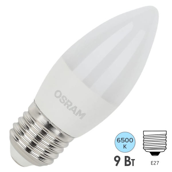 Лампа светодиодная свеча Osram LED LS B75 9W/865 230V FR E27 806lm