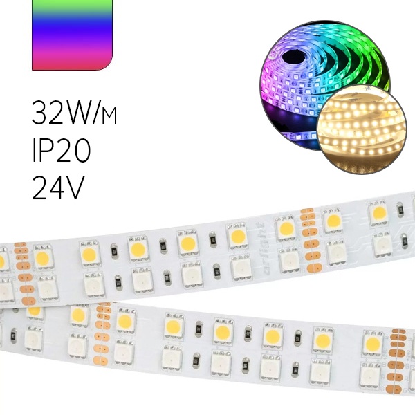 Светодиодная лента Arlight RT-B144-19mm 32W/m RGBW-Warm 2700K 24V IP20 (5060, 720LED, LUX)