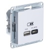 Зарядка USB тип А + тип С 45W высокоскоростная зарядка QC, PD,SE AtlasDesign, лотос
