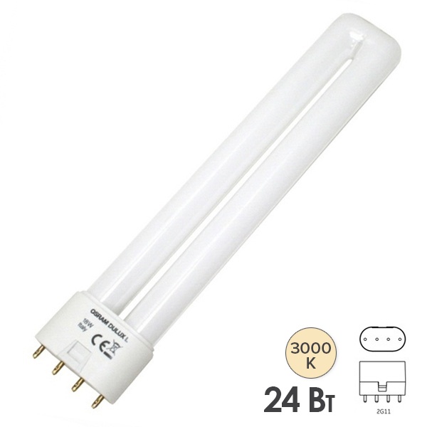 Лампа компактная люминесцентная Dulux L 24W/830 3000K 2G11 тепло-белая Osram
