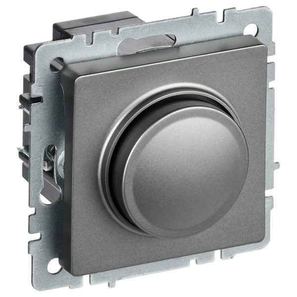 Светорегулятор поворотно-нажимной 600Вт IEK BRITE сталь (СС10-1-0-БрС)