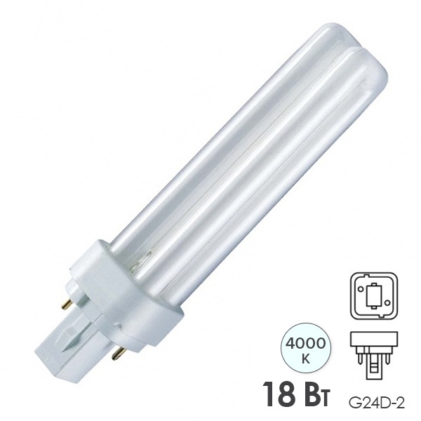 Лампа компактная люминесцентная LBL D 71003 18W 4000K G24d-2 LightBest (аналог PL-C/Dulux D 18W/840)