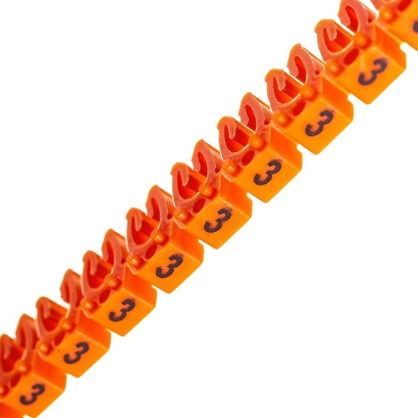 Маркер для кабеля сечением 0,5-1,5мм символ „3” MARK3 оранжевый DKC