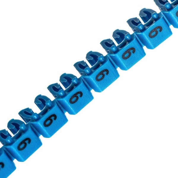 Маркер для кабеля сечением 4-6мм символ „6” MARK3 голубой DKC