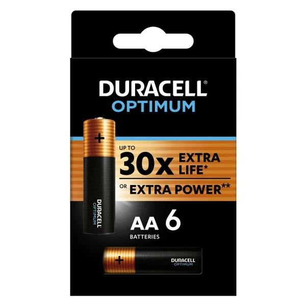 Батарейка АА Duracell LR6 Optimum алкалиновые 1,5V 5014065 (упаковка 6 шт) 05000394158825