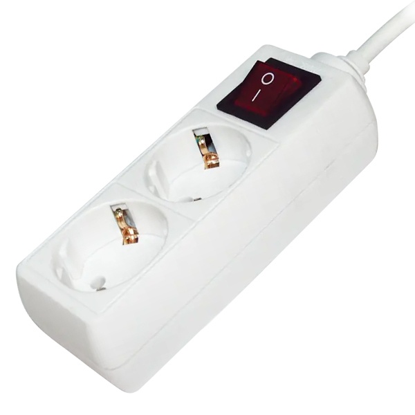 Удлинитель У02К 2х2P+PE с выключателем 3м 3х1мм2 16А/250В IEK белый