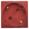 Розетка 2К+З безвинтовой зажим со шторками (45х45мм)6 Donel матовый красный