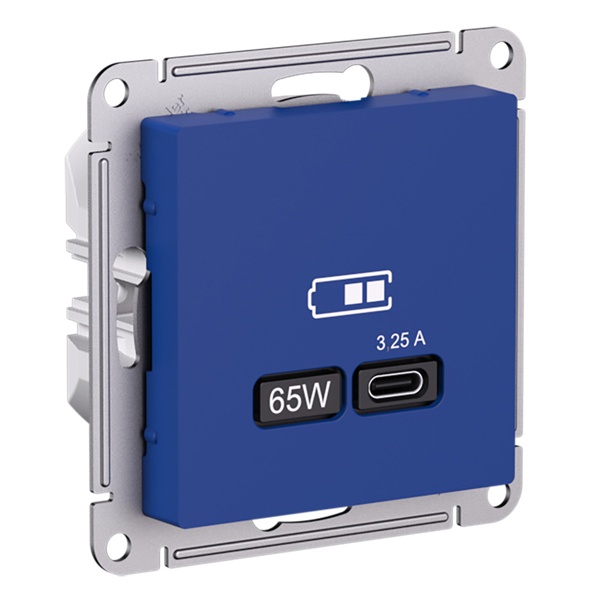 Зарядка USB тип С 65W высокоскоростная зарядка QC, PD,SE AtlasDesign, аквамарин