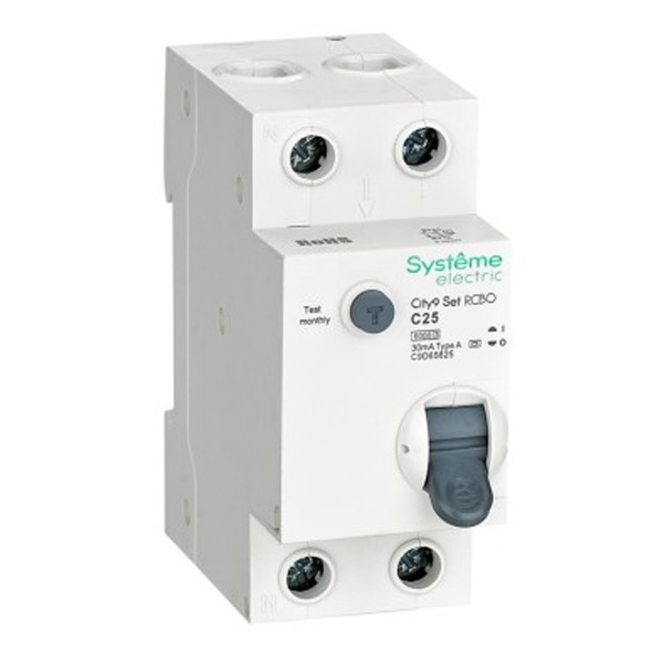 Дифференциальный автомат City9 Set электронный C25А 30мА тип А 2П 6кА Systeme Electric (дифавтомат, АВДТ)