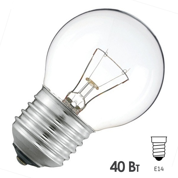 Лампа накаливания шарик ДШ 40W 230V E27 прозрачная (8109007)