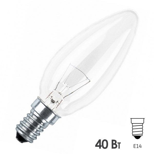 Лампа накаливания свеча ДС 40W 230V E14 прозрачная (8109001)