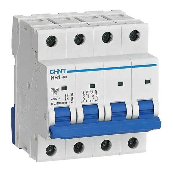Автоматический выключатель NB1-63 4P 63А 6kA х-ка B (DB) (R) CHINT (автомат электрический)