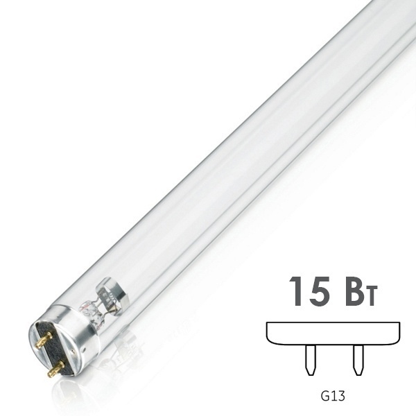 Лампа бактерицидная ультрафиолетовая T8 15W G13 UVC 254nm L438mm специальная безозоновая Sylvania