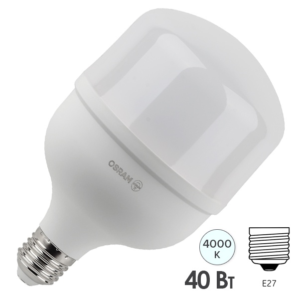 Лампа светодиодная LED HW 40SW/840 4000K 230V E27 4000lm d118x194mm Osram