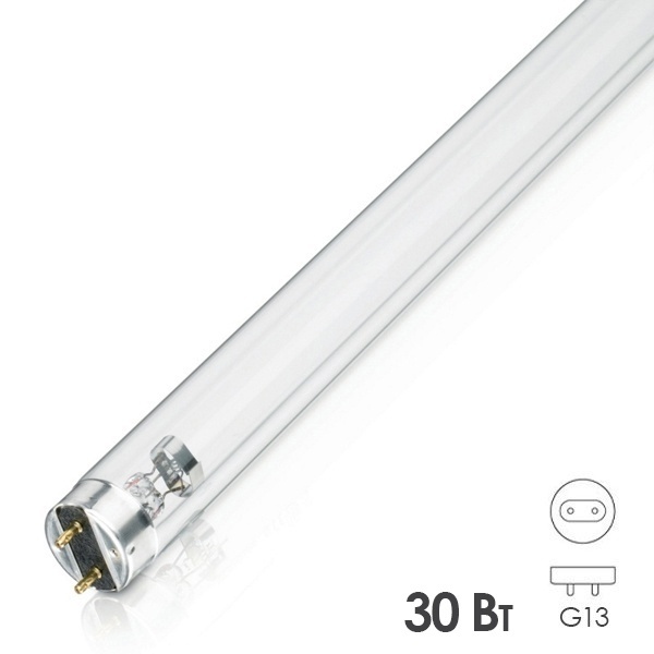 Лампа бактерицидная T8 ЛСТ 30W G13 UVC 253,7nm 894,6mm специальная безозоновая Формула Света