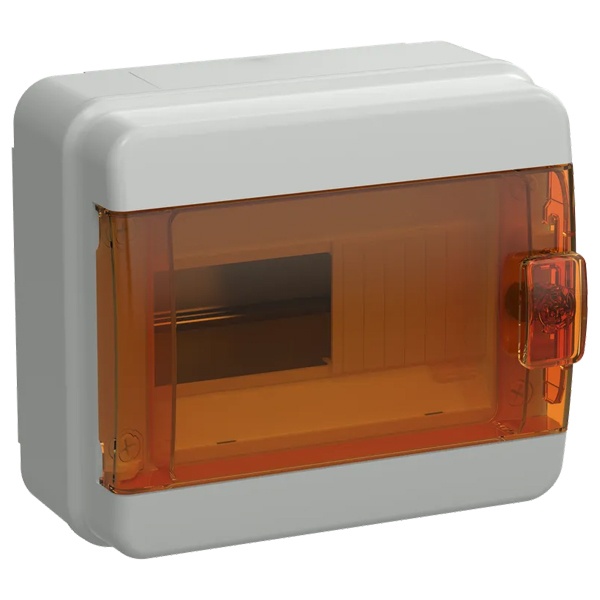 Щит накладной пластиковый КМПн-8 TEKFOR 8м белый оранжевая прозрачная дверь IP65 IEK (01-03-103)