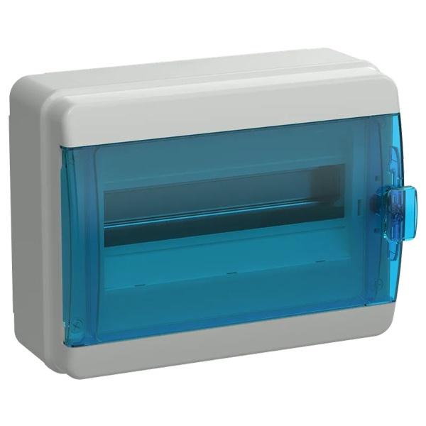 Щит накладной пластиковый КМПн-12 TEKFOR 12м белый синяя прозрачная дверь IP65 IEK (01-03-124)