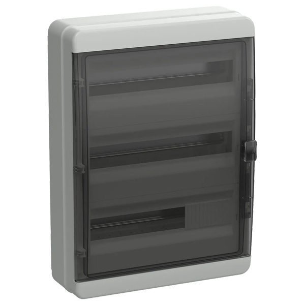 Щит накладной пластиковый КМПн-54 TEKFOR 54м белый черная прозрачная дверь IP65 IEK (01-03-061)