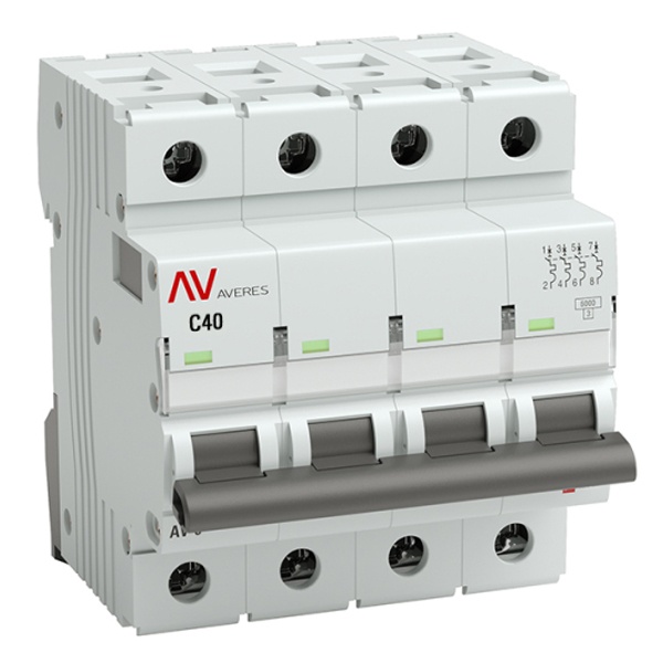 Автоматический выключатель AVERES AV-6 40A C 4P 6кА EKF (автомат электрический)