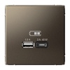 Зарядка USB ArtGallery тип-А и тип-C 45Вт QC PD мокко Systeme Electric
