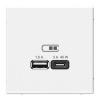 Зарядка USB ArtGallery тип-А и тип-C 45Вт QC PD белая Systeme Electric