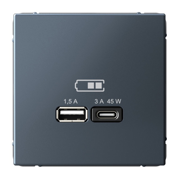 Зарядка USB ArtGallery тип-А и тип-C 45Вт QC PD грифель Systeme Electric