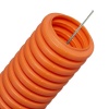 Труба гофрированная ПВХ 20 мм гибкая лёгкая с протяжкой 350 Н оранжевая [бухта 100м] Промрукав (гофра для кабеля)