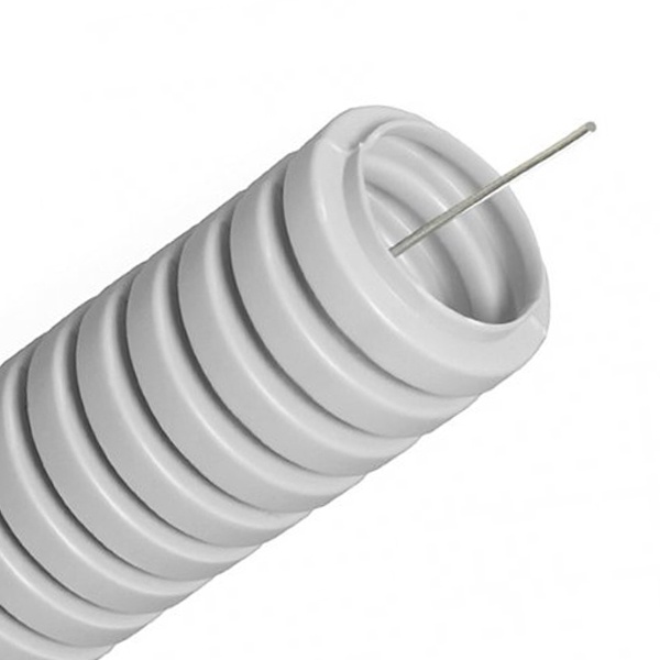 Труба гофрированная ПНД HF 20 мм лёгкая безгалогенная стойкая к ультрафиолету с/з 350 Н серая [100м] (гофра для кабеля)
