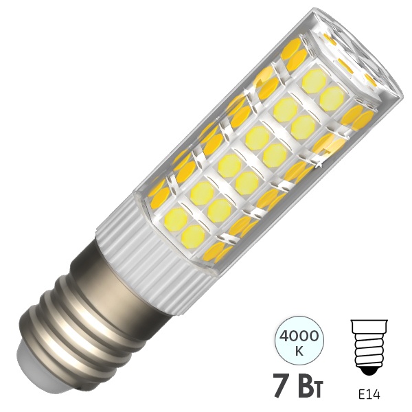 Лампа светодиодная LED CORN капсула 7W 4000K 230V E14 керамика IEK