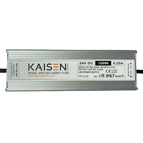 Блок питания для светодиодной ленты 150W 24V 0-6,25A -30+40°С IP67 225x65x35 mm Kaisen