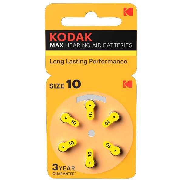 Батарейка ZA10 [KZA10-6] MAX Hearing Aid для слуховых аппаратов Kodak (упаковка 6 шт)