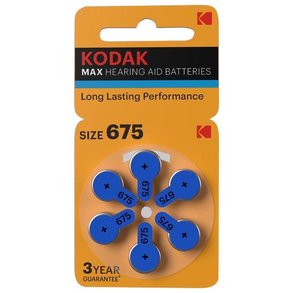 Батарейка ZA675 [KZA675-6] MAX Hearing Aid для слуховых аппаратов Kodak (упаковка 6 шт)