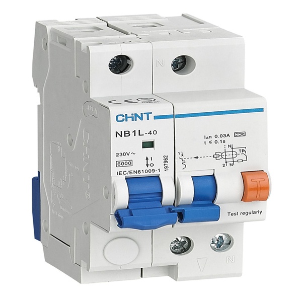 Дифференциальный автомат Chint NB1L С16А 1P+N 30мА тип AC однофазный электромеханический 6кА 2м (дифавтомат, АВДТ)