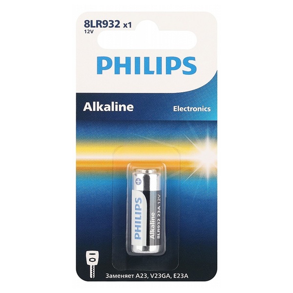 Батарейка MN21 12V алкалиновая 8LR932/51 (V23GA/A23/E23A/3LR50/LR23) Philips (упаковка 1шт)