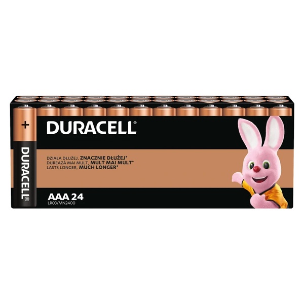 Батарейка Duracell AAA LR03 Basic MN2400 1,5V алкалиновая (упаковка 24шт) 1024887