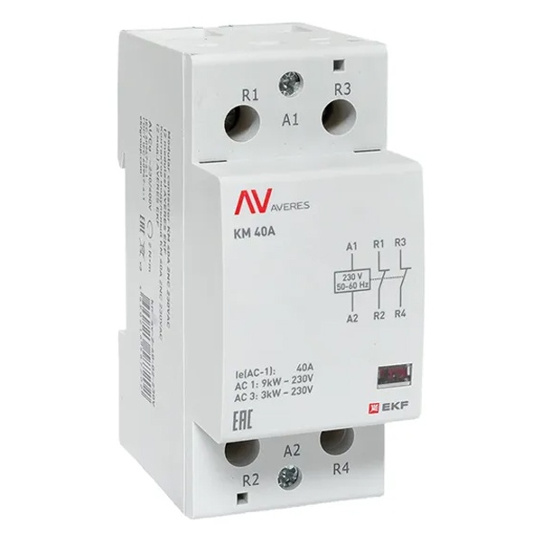 Контактор модульный EKF Averes КМ 40А 2NC 230В AC 2 модуля