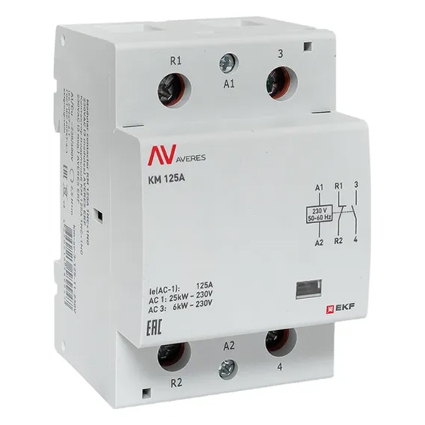 Контактор модульный EKF Averes КМ 125А 1NO+1NC 230В AC 3 модуля
