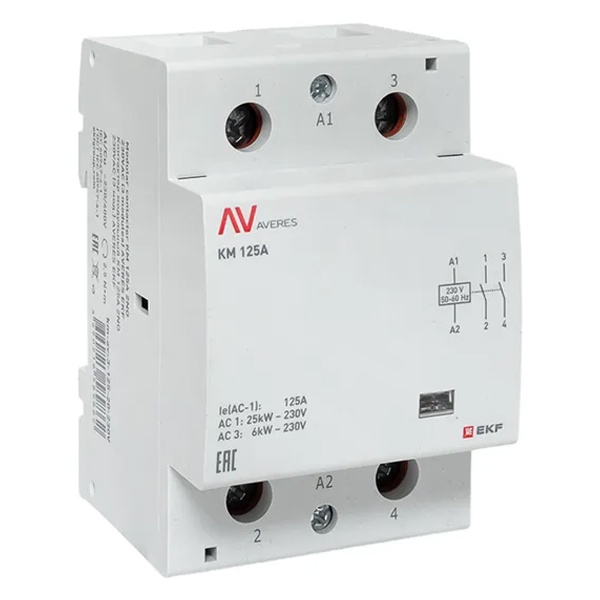 Контактор модульный EKF Averes КМ 125А 2NO 230В AC 3 модуля