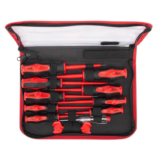 Набор диэлектрических отверток КВТ НИО-12 Профи для работ под напряжением до 1000 В (10 отверток)