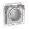 Розетка SE AtlasDesign 2P+E шторки с прозрачной крышкой 16А быстрозажимные IP44 Aqua, алюминий